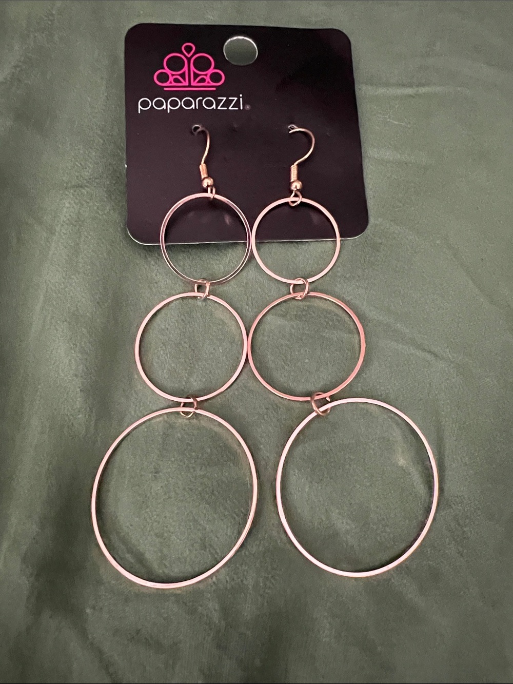 Paparazzi Rose Gold Triple Hoop Drop Earrings